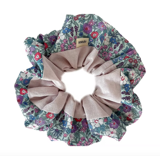Two Tone Scrunchie in Ditsy Lilac Size Large